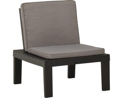 vidaXL - Loungestoel - met - kussen - kunststof - grijs