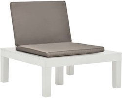 vidaXL - Loungestoel - met - kussen - kunststof - wit