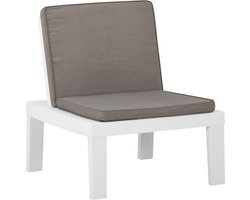 vidaXL - Loungestoel - met - kussen - kunststof - wit