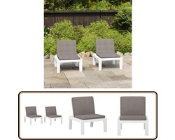 vidaXL Loungestoelen 2 st wit met kussens Tuinstoel - Lounge Stoel - Tuinset - Buitenstede - Outdoor Meubilair