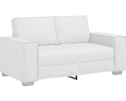 vidaXL - Loveseat - Bank - 160 - cm - met - kussen - Wit - Kunstleer