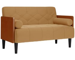 vidaXL - Loveseat - bank - met - bolsters - bruin - 110 - cm - fluweel