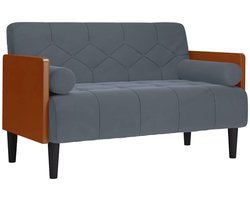 vidaXL - Loveseat - bank - met - bolsters - donkergrijs - 110 - cm - fluweel