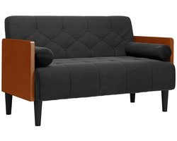 vidaXL - Loveseat - bank - met - bolsters - zwart - 110 - cm - fluweel