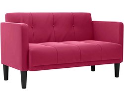 vidaXL - Loveseat - bank - wijnrood - 111 - cm - fluweel
