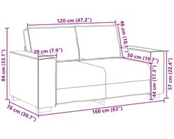 vidaXL - Loveseat - Grijs - 160 - cm - Kunstleer