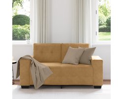 vidaXL - Loveseat - met - kussen - Bruin - Fluweel