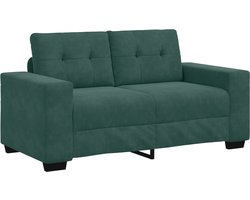 vidaXL - Loveseat - met - kussen - Donkergroen - Fluweel