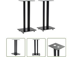 vidaXL Luidsprekerstaanders - Speakerstandaard - Speakerstandaarden zuil-ontwerp gehard glas zwart 2 st - Glas Standaards - Zwarte Speakerstandaard - Home Cinema