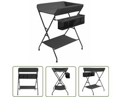 vidaXL Luiertafel - Verschoontafel - Verschoontafel ijzer antracietkleurig - Kindermeubilair - Babykamer - Zwart Metalen Tafel