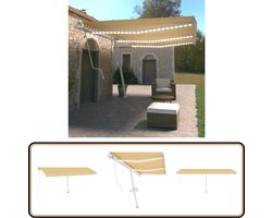 vidaXL Luifel 600x350 cm met LED en windsensor Uitschuifbare Luifel - Buitenuitzetting - Tuinluifel - Parasol - Zonnezeil - Veranda - Terrasoverkapping - Aluminium Luifel - Led Verlichting - Elektrische Luifel