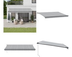 vidaXL Luifel handmatig uittrekbaar 500x300 cm antracietkleurig en wit - Uittrekbare Luifel - Uittrekbare Luifels - Luifel - Zonnescherm