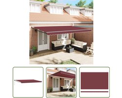 vidaXL Luifel handmatig uittrekbaar 500x300 cm bordeauxrood - Terrasluifel - Zonnescherm - Alu Luifel - Buitendecoratie - Tuinaccessoires