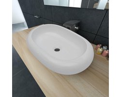 vidaXL - Luxe - keramische - wasbak - ovaal - 63 - x - 42 - cm - (wit)