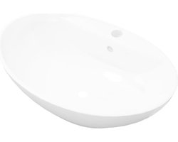 vidaXL - Luxe - wastafel - met - overloop - en - kraangat - ovaal - keramiek