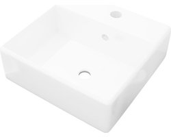 vidaXL - Luxe - wastafel - met - overloop - en - kraangat - vierkant - keramiek - 41x41 - cm