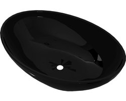 vidaXL - Luxe - wastafel - ovaal - 40x33 - cm - keramiek - zwart