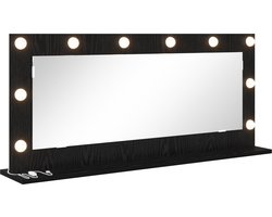 vidaXL - Make-up - Spiegel - Rechthoekig - Zwart - Eiken - 100 - x - 45 - x - 18 - cm