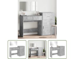 vidaXL Make-up Tafel - Kaptafel - 3-delige Kaptafelset bewerkt hout betongrijs - Dressing Table - Badkamermeubel - Beton Grijs
