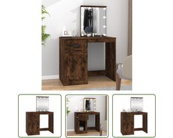 vidaXL Make-up Tafel - Kaptafel - Kaptafel met LED 90x50x132,5 cm bewerkt hout gerookt eikenkleur - Dressing Table - Led Verlichting - Bruine Kaptafel