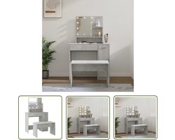 vidaXL Make-up Tafel - Kaptafel - Kaptafelset met LED's bewerkt hout betongrijs - Dressing Table - Led Verlichting - Houten Kaptafel