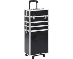 vidaXL - Make-up - trolley - aluminium - zwart - met - krokodillenpatroon