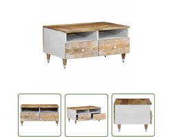 vidaXL Mango Hout - Salontafel - Salontafel 80x54x40 cm massief mangohout - Bijzettafel - Tv Tafeltje - Stoffering