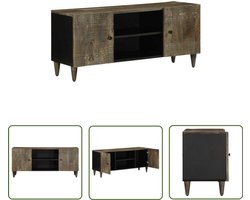 vidaXL Mango Hout - Tv-meubel - Tv-meubel 105x33,5x46 cm massief mangohout lichtgrijs - Salontafel - Kast - Opbergkast