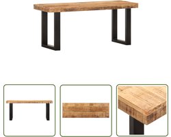 vidaXL Mango Wood Bank - Industriele Bank - Bankje 110 cm massief ruw mangohout en staal - Halbank - Zitbank - Vintage Bank