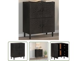 vidaXL Mango Wood - Bijzetkast - Bijzetkast 60x33x75 cm massief mangohout zwart - Zwarte Kast - Vintage Kast - Industrieel Design