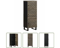 vidaXL Mangohout Kast - Hoges Kast - Hoge kast 40x33x110 cm massief mangohout zwart - Zwarte Kast - Opbergkast - Salontafel