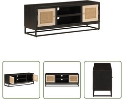 vidaXL Mangohout - Tv-meubel - Tv-meubel 110x30x40 cm massief mangohout en ijzer zwart - Zwarte Tv Kast - Salontafel - Living Room Furniture