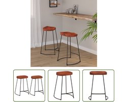 vidaXL Mangohouten Barkruk - Retro Barkruk - Barkrukken 2 st Gavin 45x40x63 cm massief mangohout - Barkruk Bruin - Keukenbarstoelen - Barstoelen