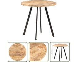 vidaXL Mangohouten Tafel - Eetkamertafel - Eettafel 80 cm ruw mangohout - Industrieel Design - Bruine Tafel - Ronde Tafel
