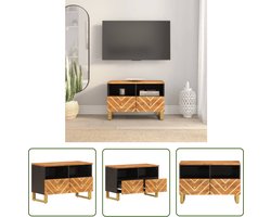 vidaXL Mangohouten Tv-tafel - Tv Kast - Tv-meubel 70x33,5x46 cm massief mangohout bruin en zwart - Tv Meubel - Salontafel - Livingroom Furniture