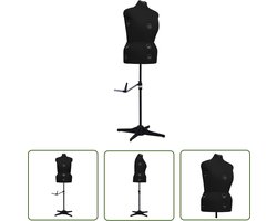 vidaXL Manneken - Paspop - Paspop verstelbaar vrouw maat 44-50 L zwart - Dressform - Kledingdisplay - Fashion Display