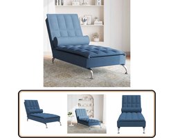 vidaXL Massage Chaise Longue - Blauw - Stof Massage Stoel - Relaxstoel - Loungestoel - Fauteuil - Blauwwaren