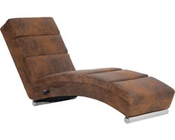 vidaXL Massage Chaise Longue - Kunstsuède Bruin Massage Fauteuil - Chaise Longue - Relaxfauteuil - Loungestoel - Bruine Stoffen Meubels