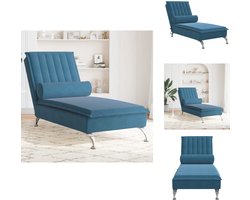 vidaXL Massage Chaise Longue - Massage Chaise Longues - Chaise Longue Stoel - Chaise Longue Bank - Massage chaise longue met bolster fluweel blauw