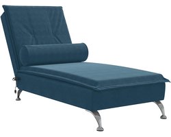 vidaXL - Massage - chaise - longue - met - bolster - fluweel - blauw
