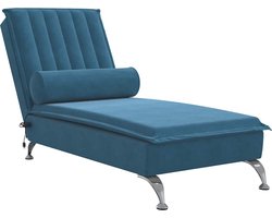 vidaXL - Massage - chaise - longue - met - bolster - fluweel - blauw