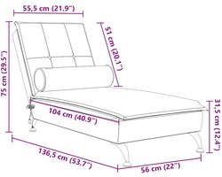 vidaXL - Massage - chaise - longue - met - bolster - fluweel - donkergrijs