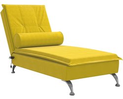 vidaXL - Massage - chaise - longue - met - bolster - fluweel - geel