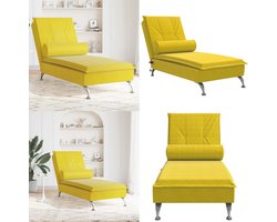 vidaXL - Massage - chaise - longue - met - bolster - fluweel - geel