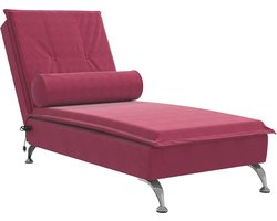 vidaXL - Massage - chaise - longue - met - bolster - fluweel - wijnrood
