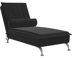 vidaXL - Massage - chaise - longue - met - bolster - fluweel - zwart