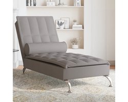 vidaXL - Massage - chaise - longue - met - bolster - stof - taupe