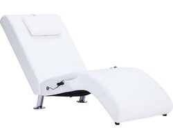 vidaXL - Massage - chaise - longue - met - kussen - kunstleer - wit