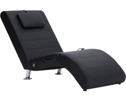 vidaXL - Massage - chaise - longue - met - kussen - kunstleer - zwart