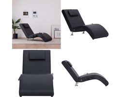 vidaXL Massage chaise longue met kussen kunstleer zwart - Chaise Longue - Chaise Longues - Ligstoel - Ligstoelen